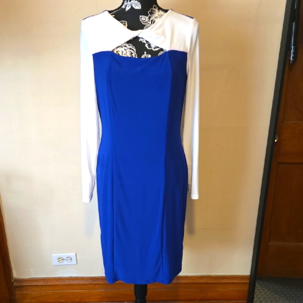 Nwt Elegant Blue and White Women's Kasper Dress